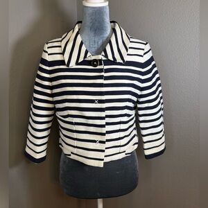 Brooks Brothers 346 Striped Cropped Blazer Size 6P Navy White